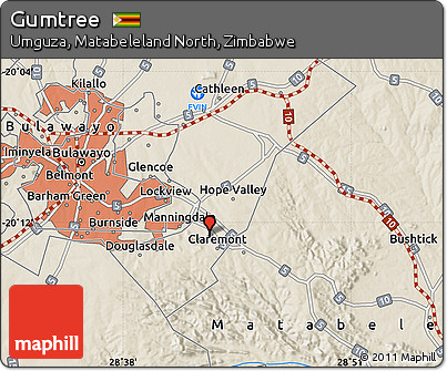 Shaded Relief Map of Gumtree