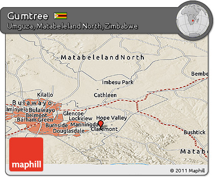 Shaded Relief Panoramic Map of Gumtree