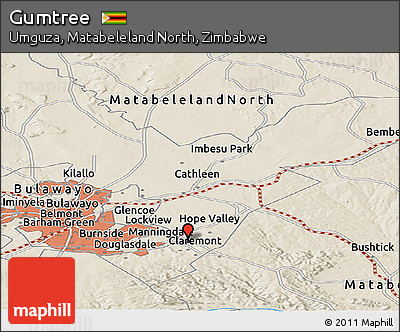Shaded Relief Panoramic Map of Gumtree