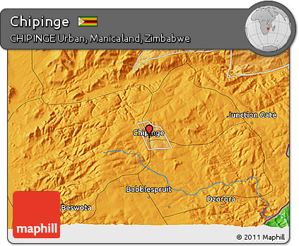 Political 3D Map of Chipinge