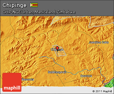 Political 3D Map of Chipinge