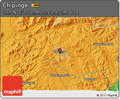 Political 3D Map of Chipinge