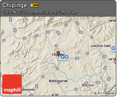 Shaded Relief Map of Chipinge