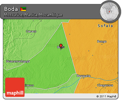 Political 3D Map of Boda