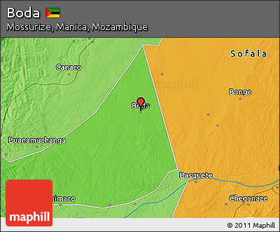 Political 3D Map of Boda