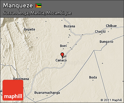 Shaded Relief 3D Map of Manqueze
