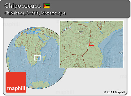 Savanna Style Location Map of Chipocucuco, hill shading