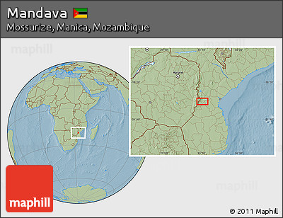 Savanna Style Location Map of Mandava, hill shading