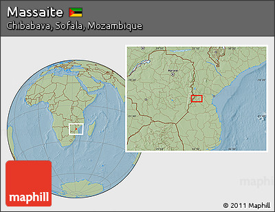 Savanna Style Location Map of Massaite, hill shading