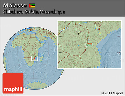 Savanna Style Location Map of Moiasse, hill shading