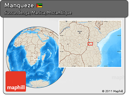 Shaded Relief Location Map of Manqueze