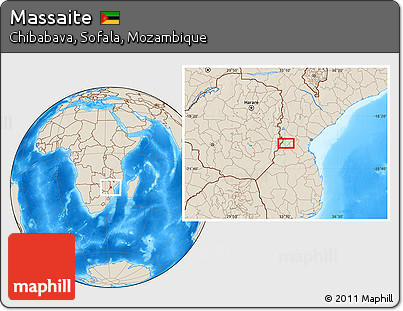 Shaded Relief Location Map of Massaite