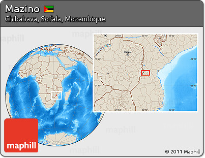 Shaded Relief Location Map of Mazino