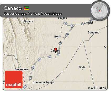 Shaded Relief Map of Canaco