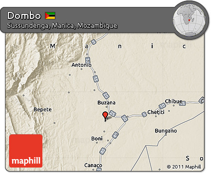 Shaded Relief Map of Dombo