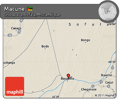 Shaded Relief Map of Macune