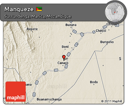 Shaded Relief Map of Manqueze