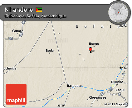 Shaded Relief Map of Nhandere