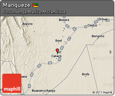 Shaded Relief Map of Manqueze