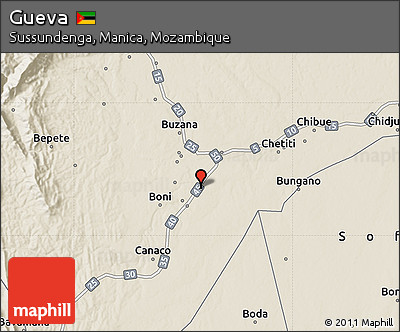 Shaded Relief Map of Gueva