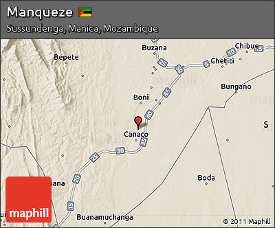 Shaded Relief Map of Manqueze