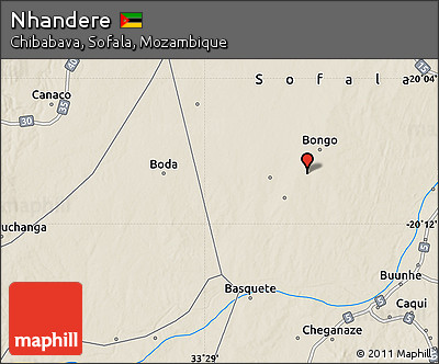Shaded Relief Map of Nhandere
