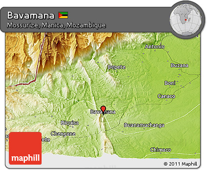 Physical Panoramic Map of Bavamana