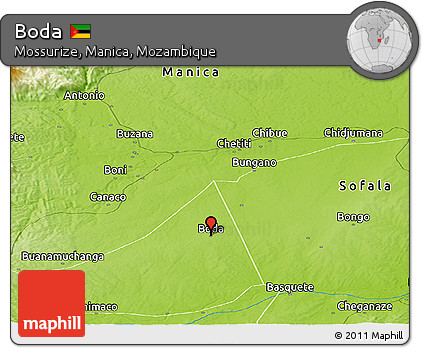 Physical Panoramic Map of Boda