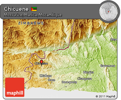 Physical Panoramic Map of Chicuene
