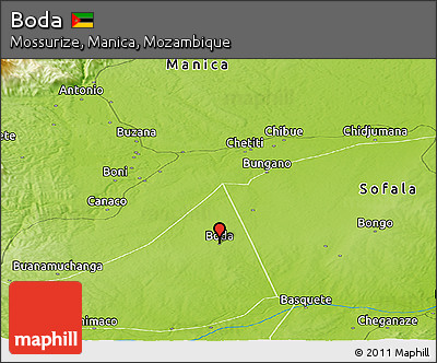 Physical Panoramic Map of Boda