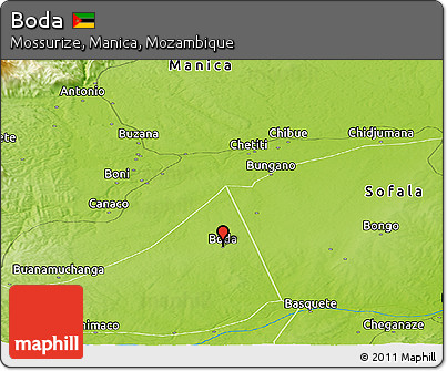 Physical Panoramic Map of Boda