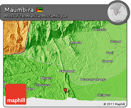 Political Panoramic Map of Maumbira