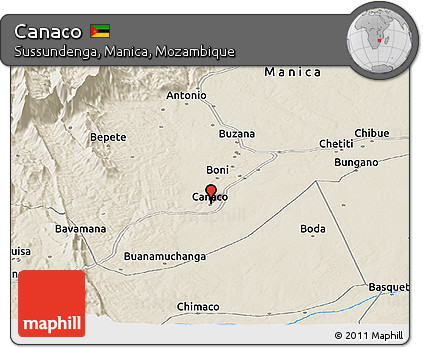 Shaded Relief Panoramic Map of Canaco