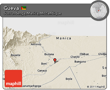 Shaded Relief Panoramic Map of Gueva