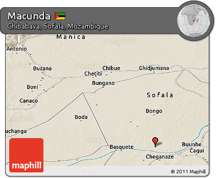Shaded Relief Panoramic Map of Macunda