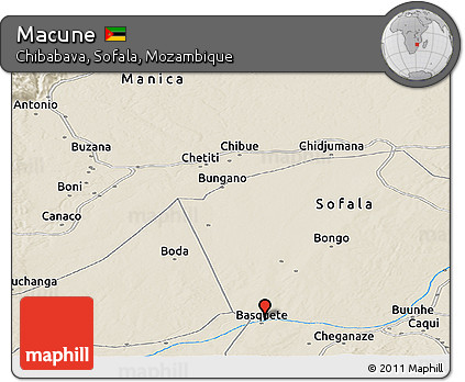 Shaded Relief Panoramic Map of Macune