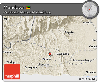 Shaded Relief Panoramic Map of Mandava