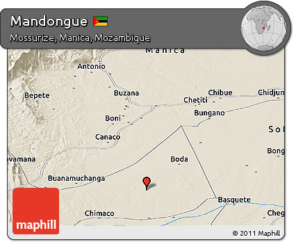 Shaded Relief Panoramic Map of Mandongue