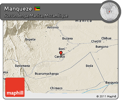 Shaded Relief Panoramic Map of Manqueze