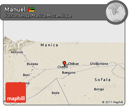 Shaded Relief Panoramic Map of Manuel