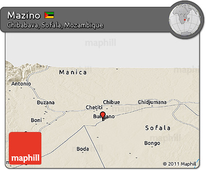 Shaded Relief Panoramic Map of Mazino