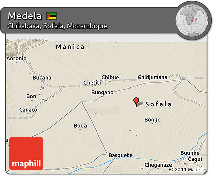 Shaded Relief Panoramic Map of Medela