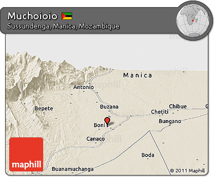 Shaded Relief Panoramic Map of Muchoioio