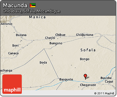 Shaded Relief Panoramic Map of Macunda