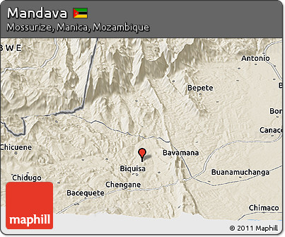 Shaded Relief Panoramic Map of Mandava