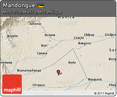 Shaded Relief Panoramic Map of Mandongue