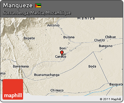 Shaded Relief Panoramic Map of Manqueze