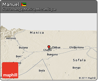 Shaded Relief Panoramic Map of Manuel