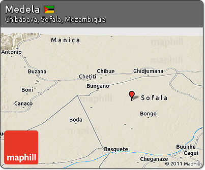 Shaded Relief Panoramic Map of Medela