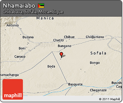 Shaded Relief Panoramic Map of Nhamaiabo